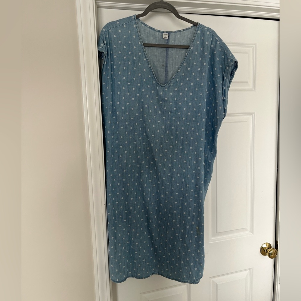 Old Navy Light Blue Denim Polka Dot Dress
